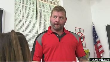 Shemale cheerleader has cock on her mind